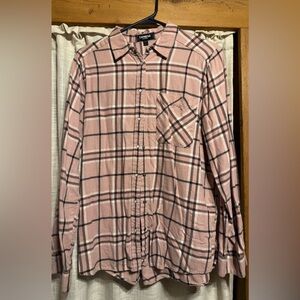 Express Men's Casual Pink Plaid Button Down Shirt